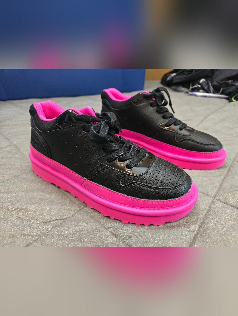 Black and Hot Pink Platform Sneakers